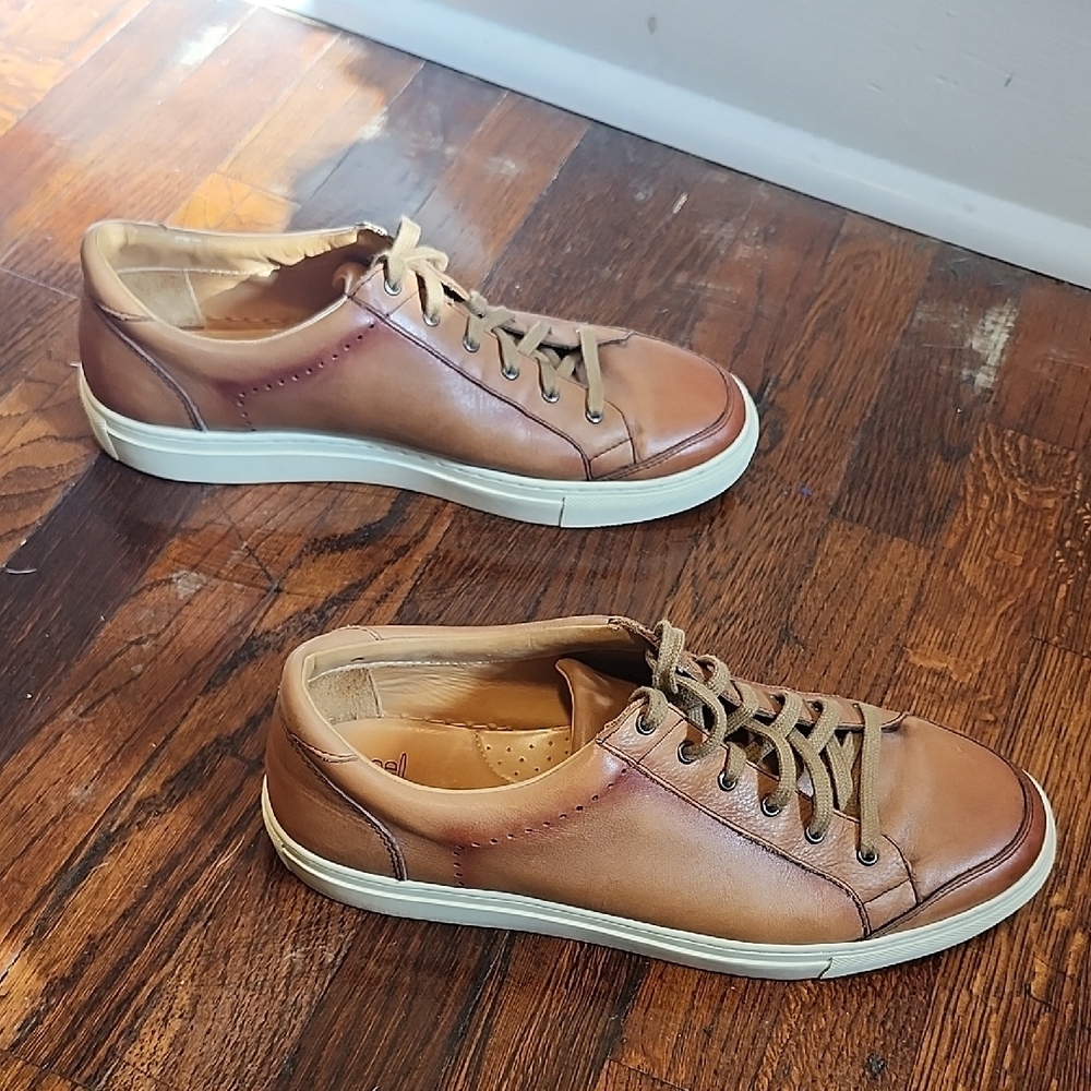 EUC Warfield & Grand Lassey Men Luxury LaceUp Tan Leather Sneakers 10.5 Designer - Picture 5 of 11